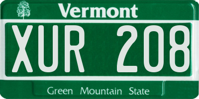 VT license plate XUR208
