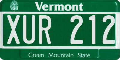 VT license plate XUR212