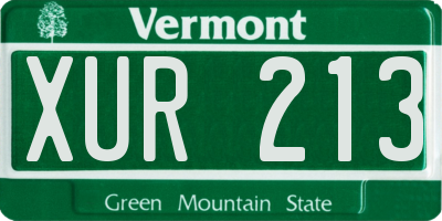 VT license plate XUR213
