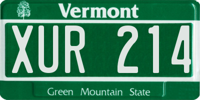 VT license plate XUR214