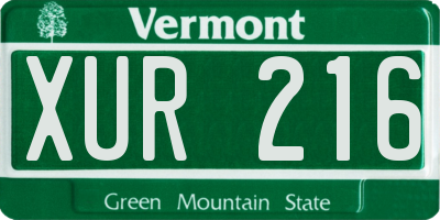 VT license plate XUR216
