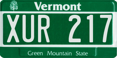 VT license plate XUR217
