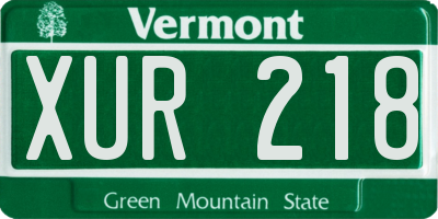VT license plate XUR218