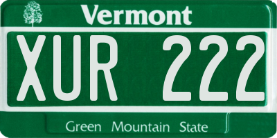 VT license plate XUR222