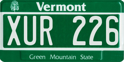 VT license plate XUR226