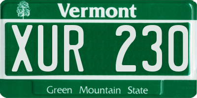 VT license plate XUR230