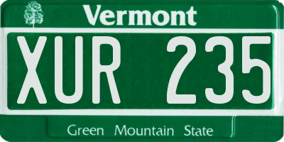 VT license plate XUR235