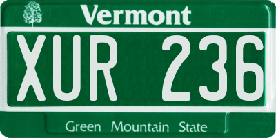 VT license plate XUR236