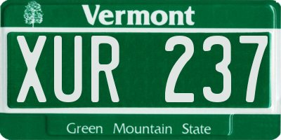 VT license plate XUR237