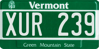 VT license plate XUR239