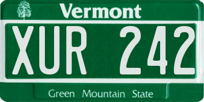 VT license plate XUR242