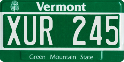 VT license plate XUR245