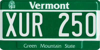 VT license plate XUR250