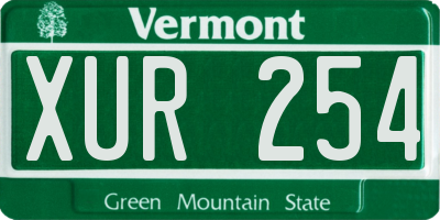 VT license plate XUR254