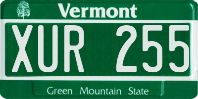 VT license plate XUR255