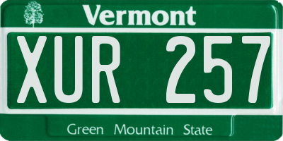 VT license plate XUR257