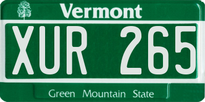VT license plate XUR265