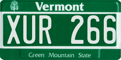 VT license plate XUR266
