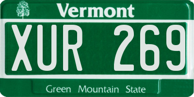 VT license plate XUR269