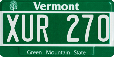 VT license plate XUR270
