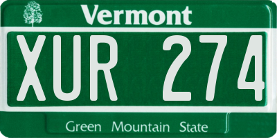 VT license plate XUR274