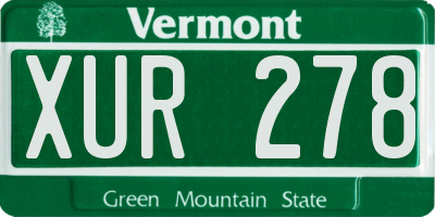 VT license plate XUR278