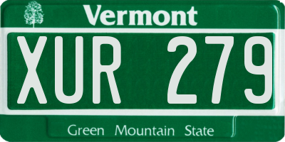 VT license plate XUR279