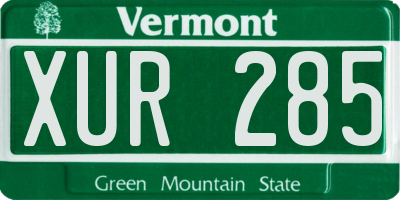 VT license plate XUR285