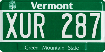 VT license plate XUR287