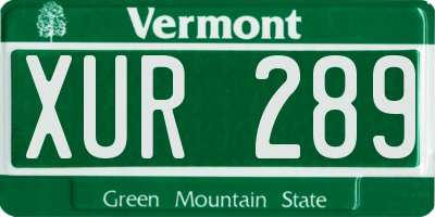 VT license plate XUR289