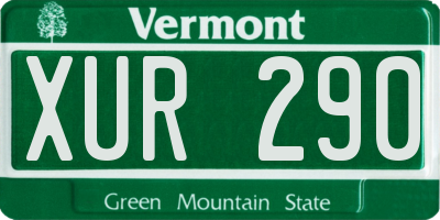 VT license plate XUR290