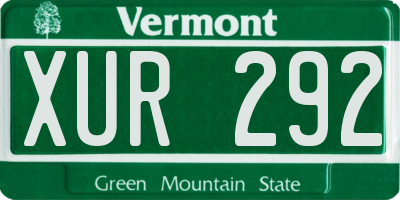 VT license plate XUR292