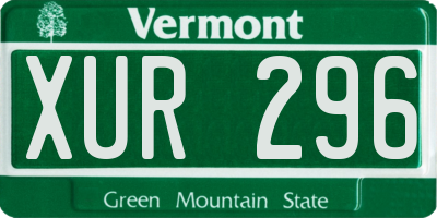 VT license plate XUR296