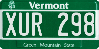 VT license plate XUR298