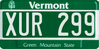 VT license plate XUR299