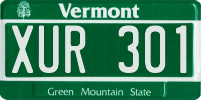 VT license plate XUR301