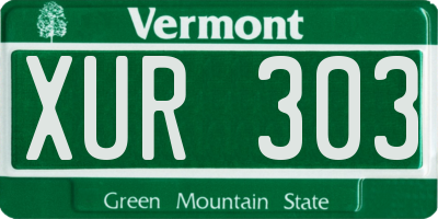 VT license plate XUR303