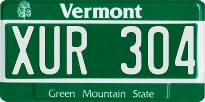 VT license plate XUR304