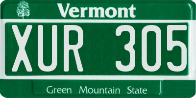 VT license plate XUR305