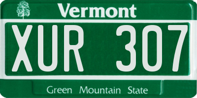 VT license plate XUR307