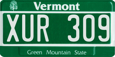 VT license plate XUR309