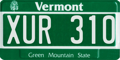 VT license plate XUR310