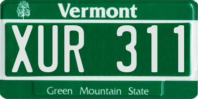 VT license plate XUR311