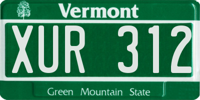 VT license plate XUR312