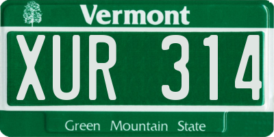 VT license plate XUR314