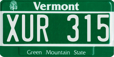 VT license plate XUR315