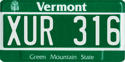 VT license plate XUR316