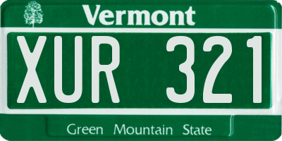 VT license plate XUR321
