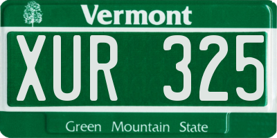 VT license plate XUR325
