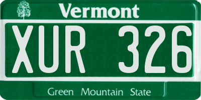 VT license plate XUR326